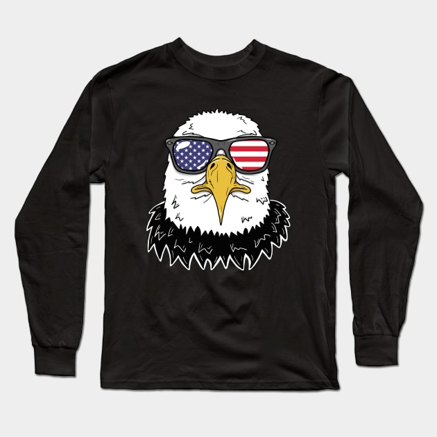 American Bald Eagle Wearing Sunglasses Long Sleeve T-Shirt by SNK Kreatures